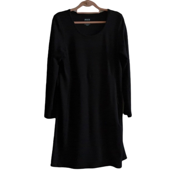 Duluth Trading Black Knit Long Sleeve Dress w Zip Pocket Size L - Picture 1 of 9